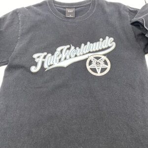 HUF  Worldwide Thrasher Black Shirt Skate Streetwear Tee Y2K Medium Men’s